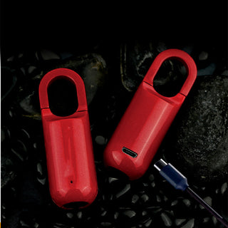 Ultra-Compact Fingerprint Padlock (0.13 lbs). Keyless access with fingerprint in 0.3 seconds. USB rechargeable. Perfect for travel, gym, or home. Red & black.