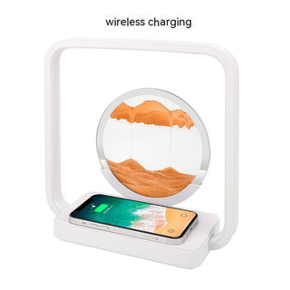 Alternative image text for the "Quicksand Painting Table Night Lamp Wireless Charger LED Lamp" could be:  "A stylish and multifunctional table lamp featuring a quicksand painting effect. The lamp includes a wireless charger for smartphones and an adjustable LED light. Create a mesmerizing ambiance while charging your devices with this innovative lamp."